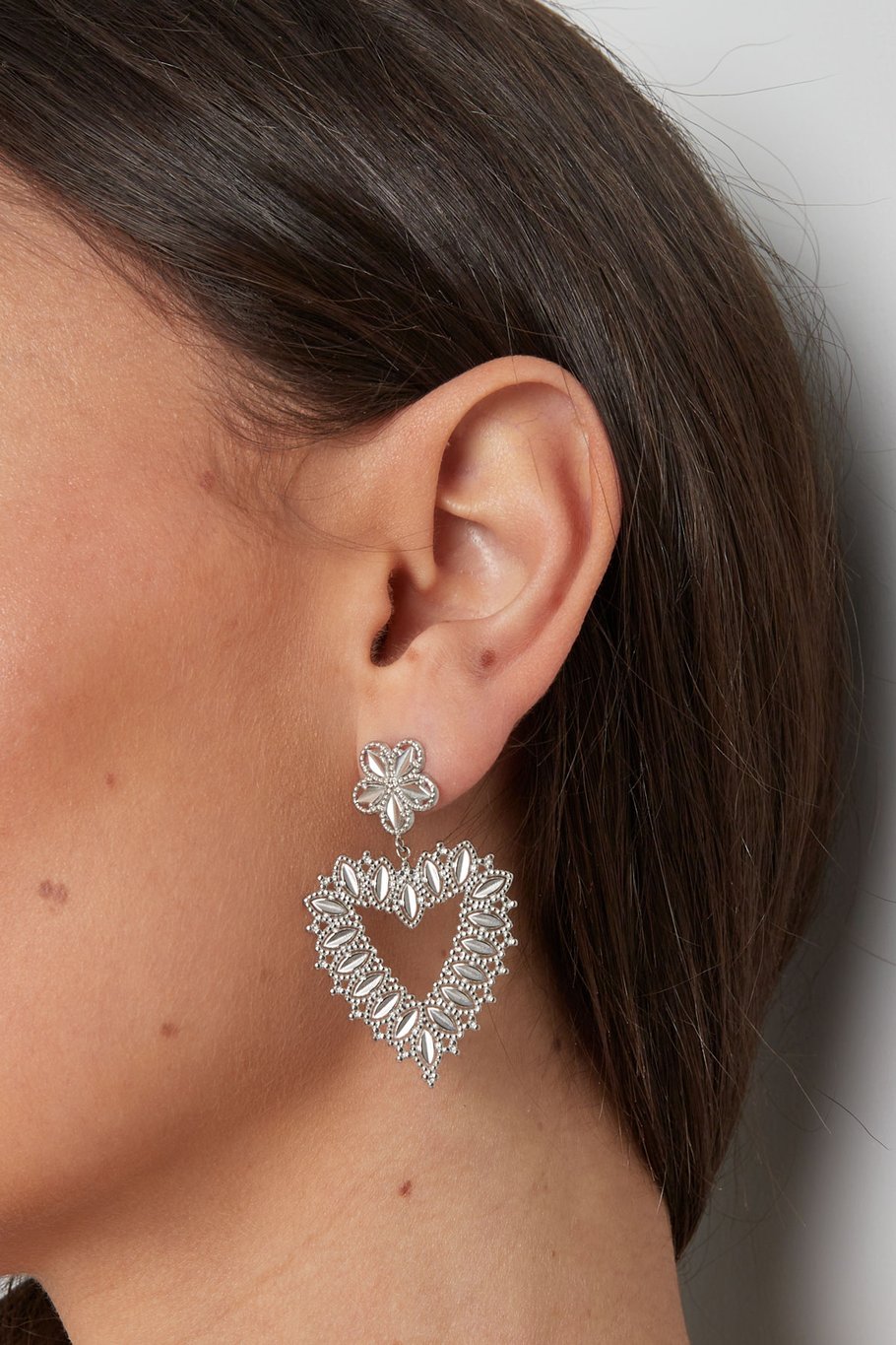 flower with heart oorbellen goud