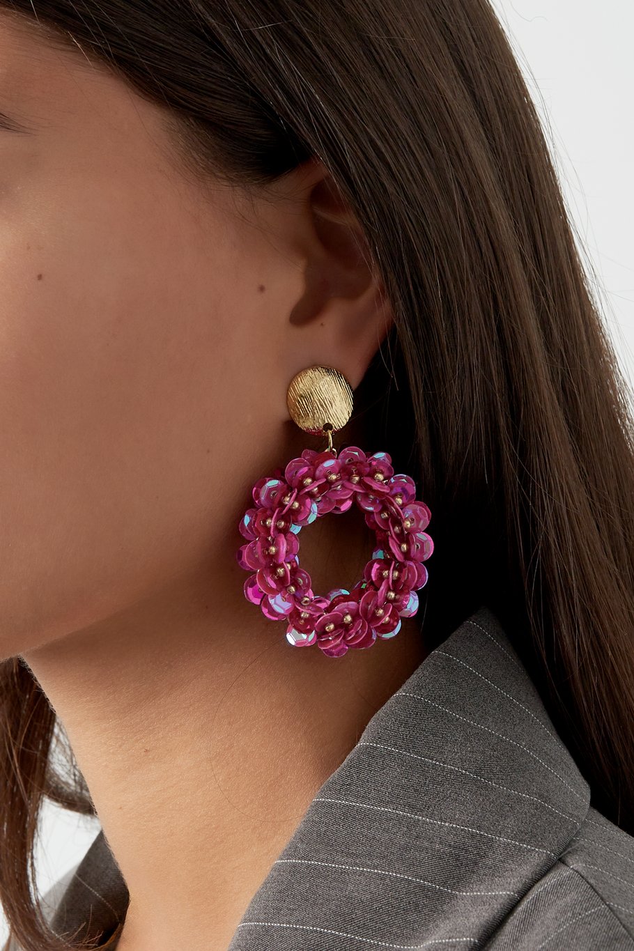sequin spark oorbellen lila