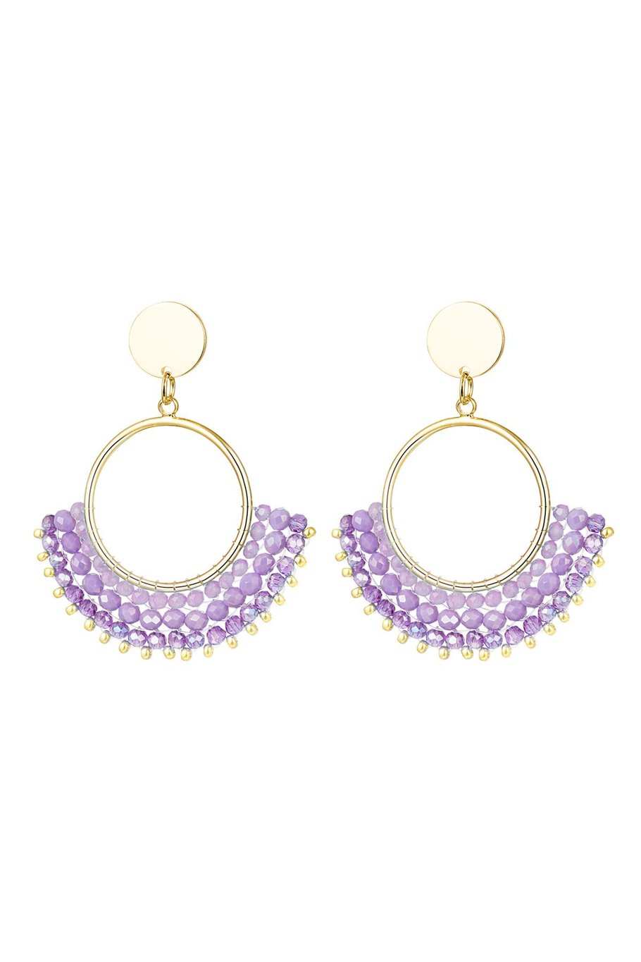 Crystal beads oorbellen paars