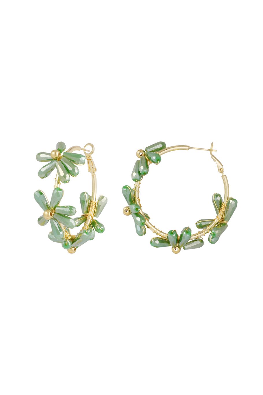 Flowering rings oorbellen groen