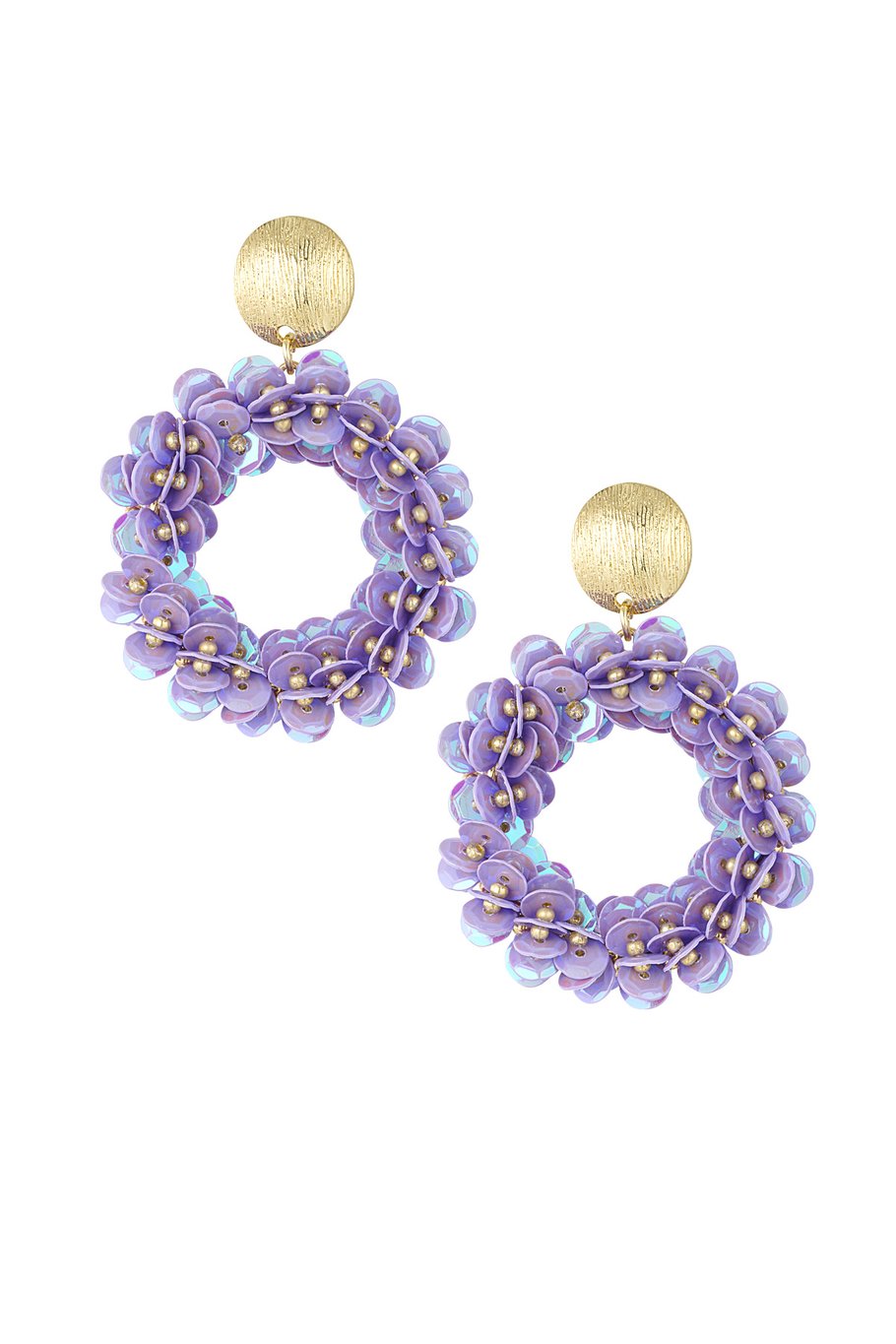 sequin spark oorbellen lila