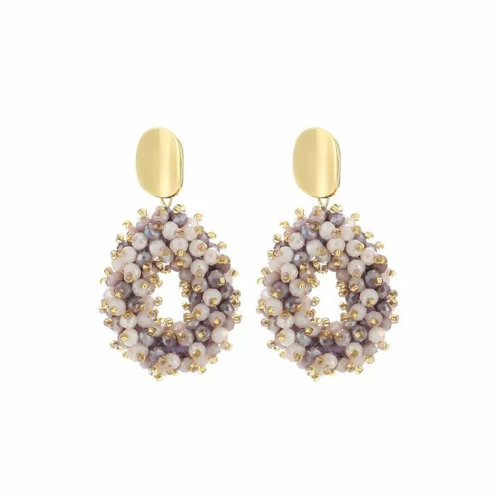 Statement oorbellen beige mix