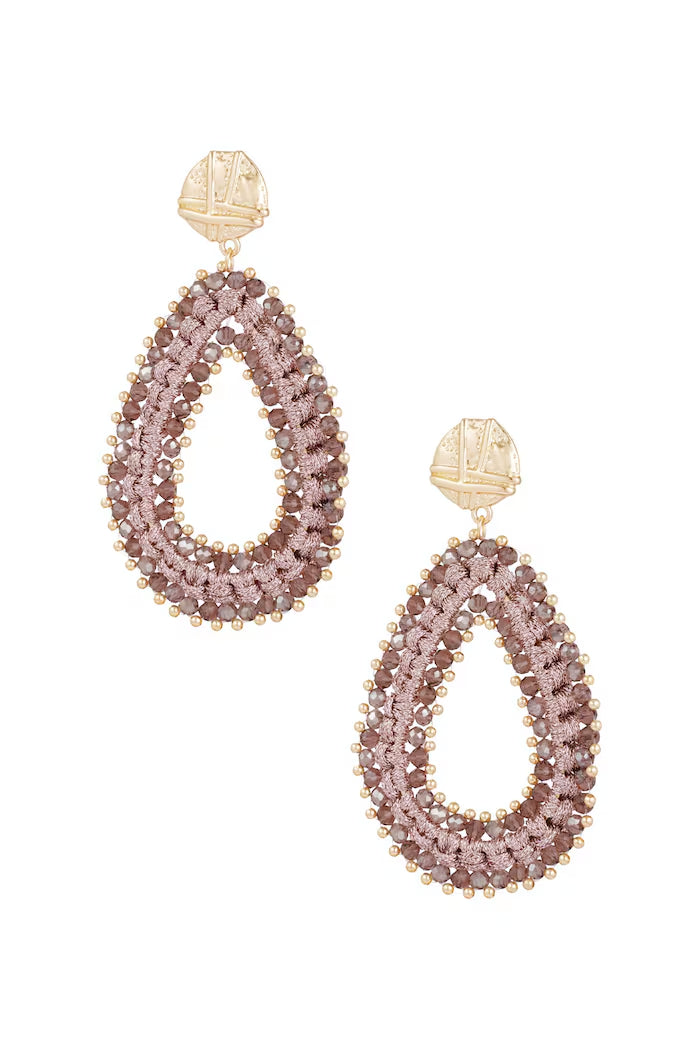 Shimmering Drop Beads oorbellen donkerpaars