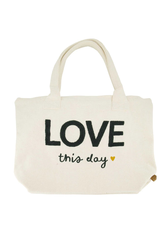 Zusss shopper love this day ecru/antracietgrijs