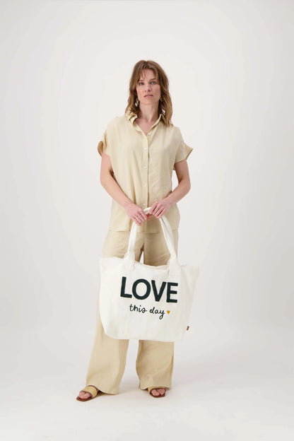 Zusss shopper love this day ecru/antracietgrijs