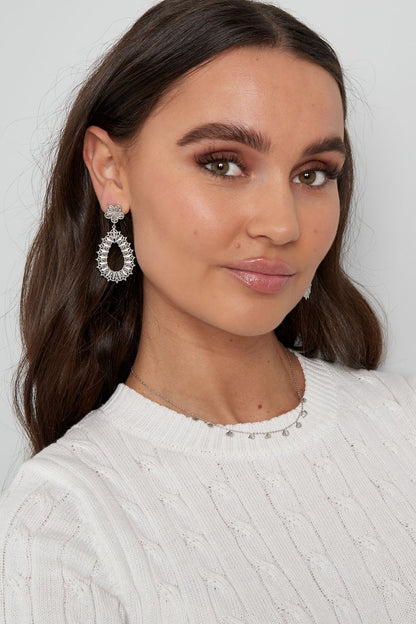 flower drop oorbellen zilver