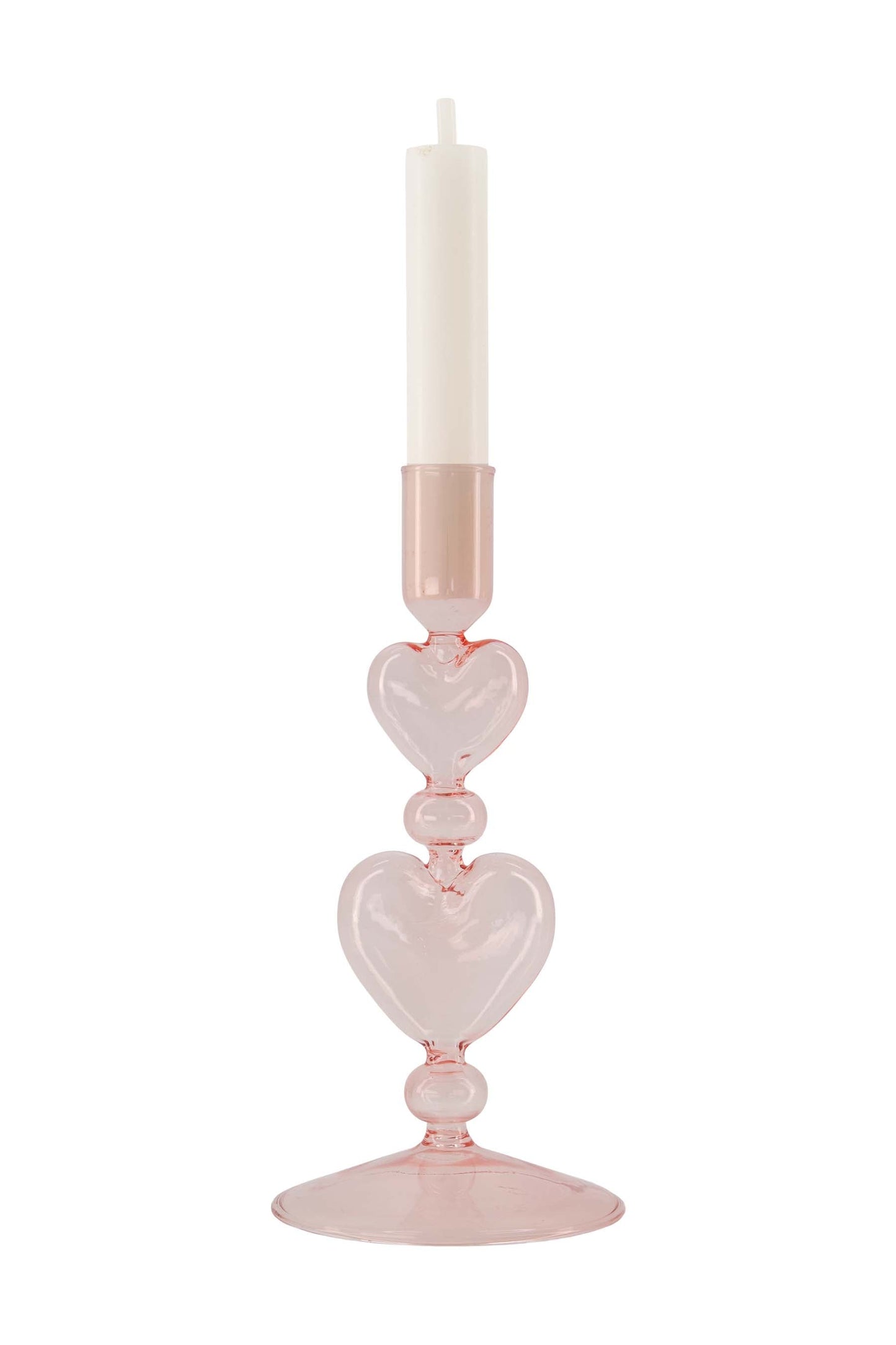 Zusss kandelaar glas hartjes roze/rood