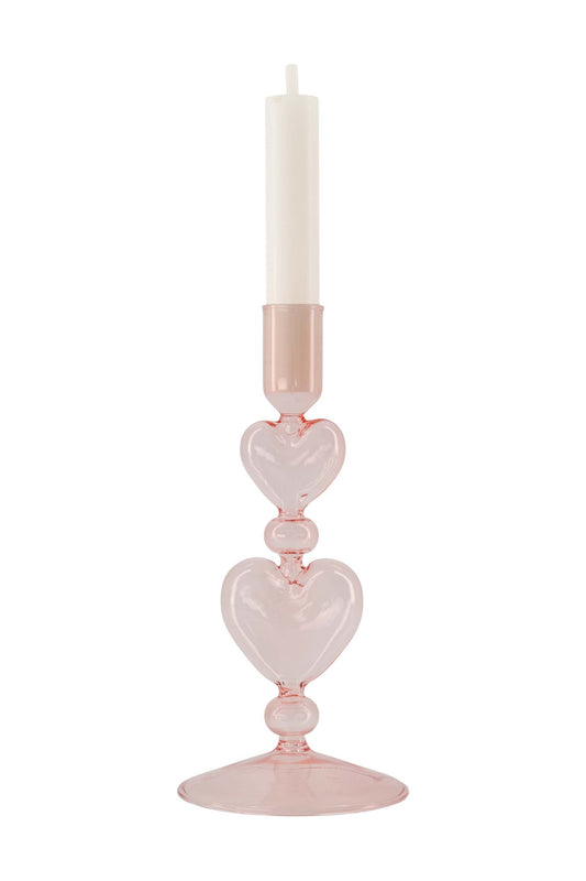Zusss kandelaar glas hartjes roze/rood