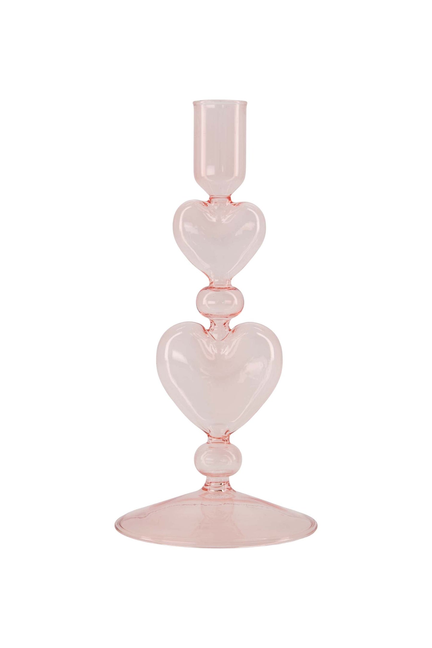 Zusss kandelaar glas hartjes roze/rood