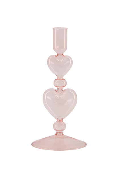 Zusss kandelaar glas hartjes roze/rood