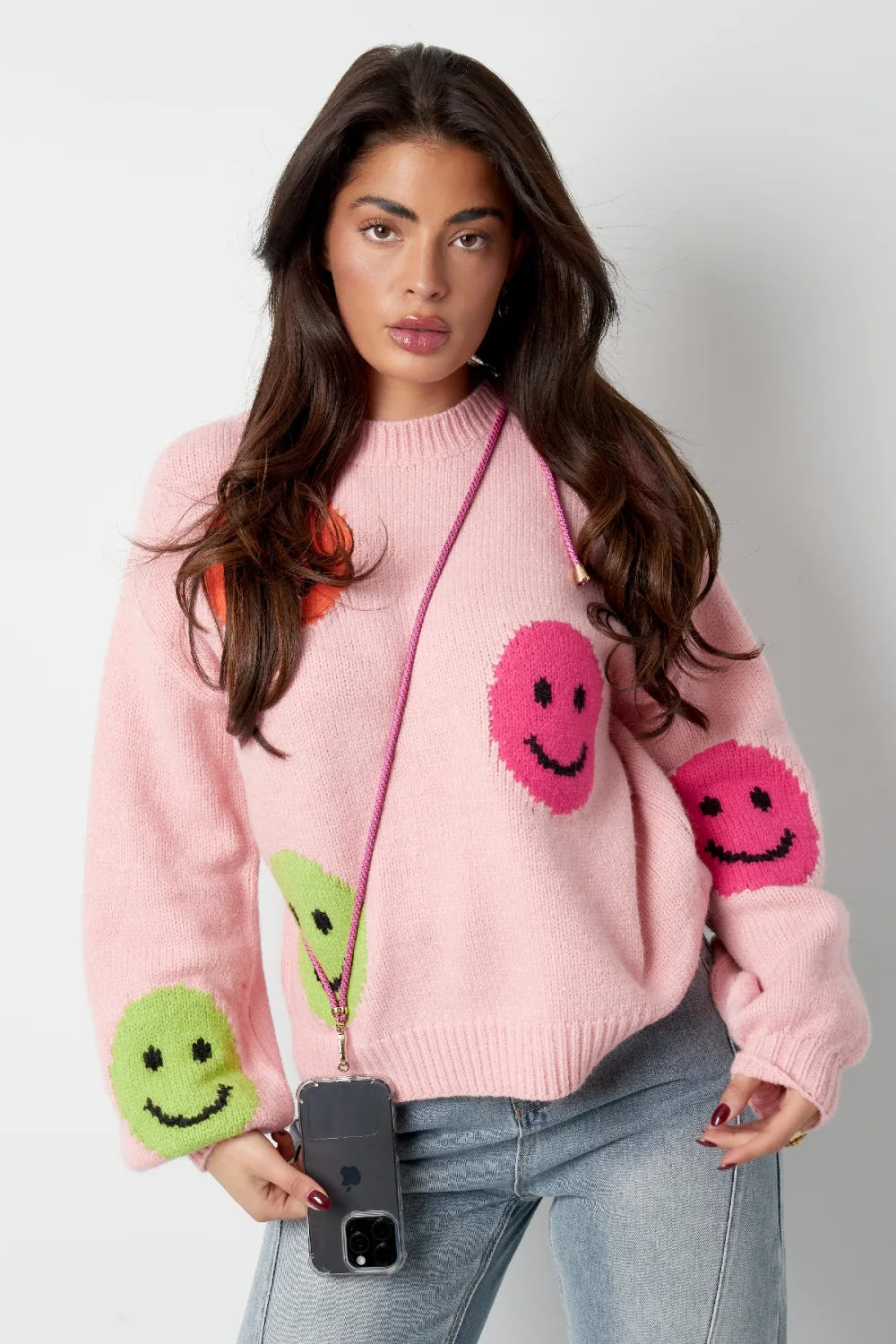 Telefoonkoord wit-roze