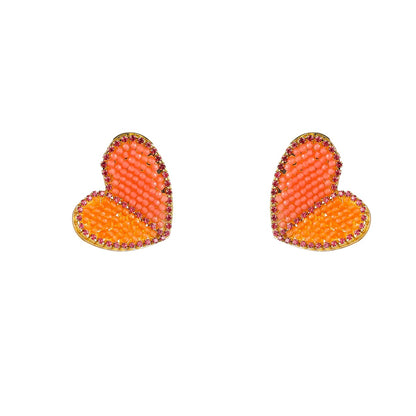 Day&Eve Beaded Heart Stud - Coral Rose
