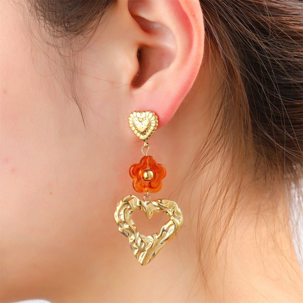 Day&Eve Open Heart Dangle - Brown