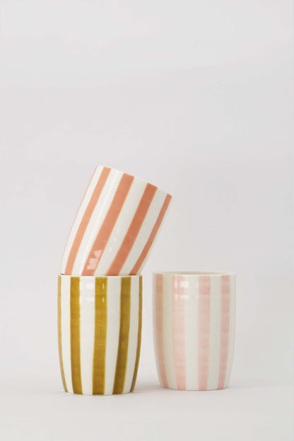Zusss koffiemok streep wit/oker
