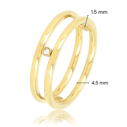 Dubbele Ring met Zirkonia Stenen • Goud