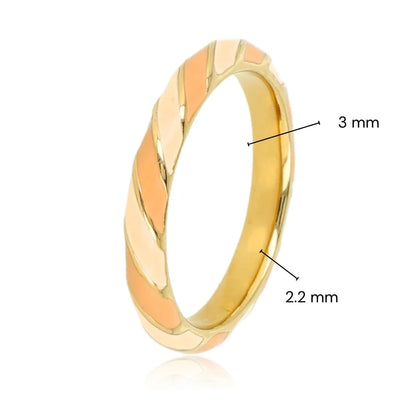 Gouden Epoxy Ring met Streepjes - Beige & Bruin