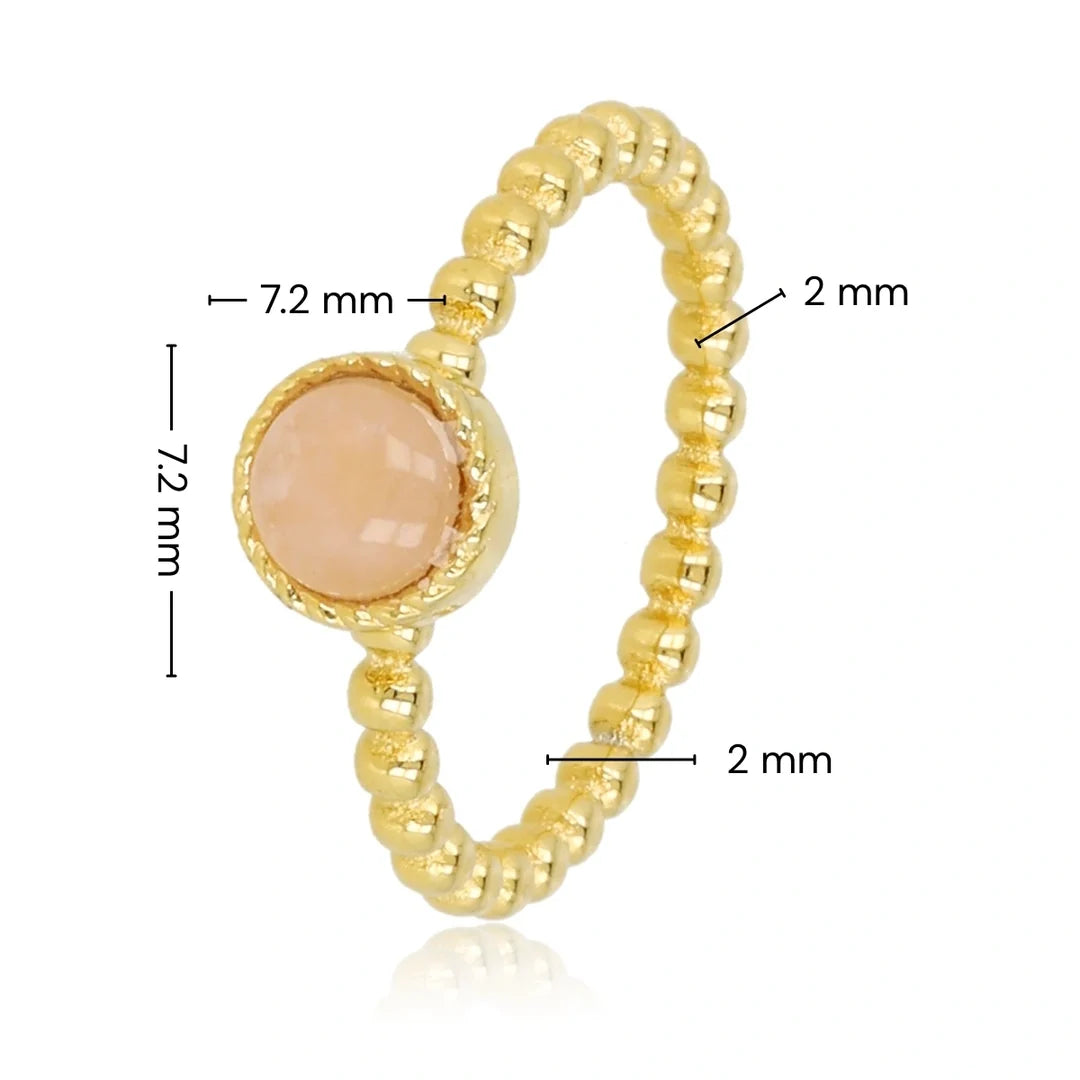 Bolletjes Ring met Ronde Edelsteen • Rose Quartz