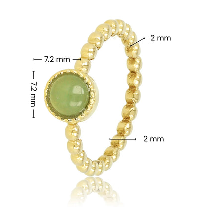 Bolletjes Ring met Ronde Edelsteen • Green Aventurine