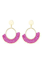 Crystal beads oorbellen fuchsia