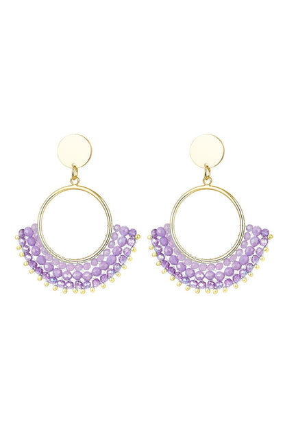 Crystal beads oorbellen paars