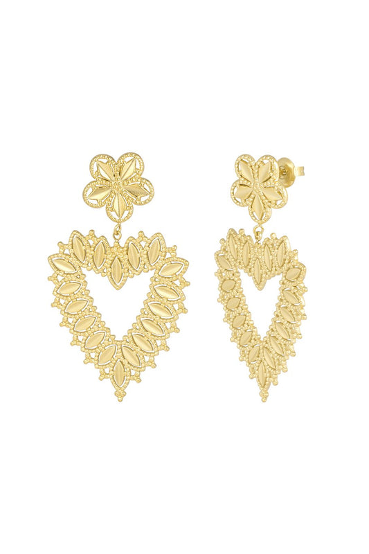 flower with heart oorbellen goud