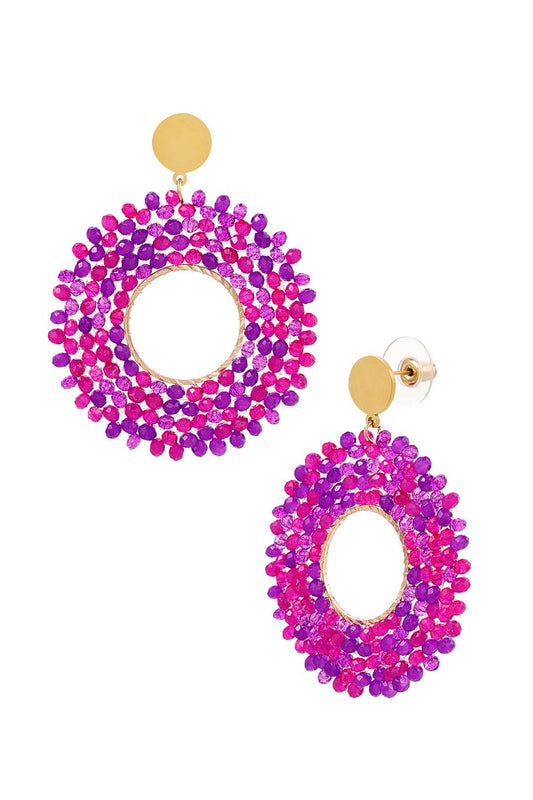 big beads party oorbellen fuchsia
