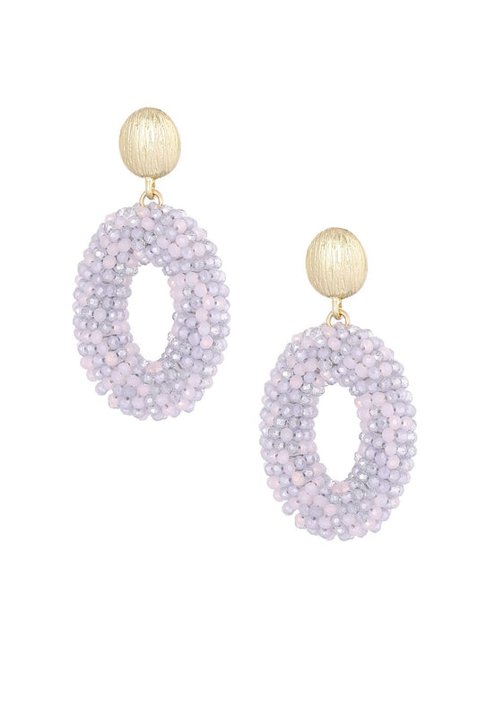 Oval disco dip oorbellen grijs