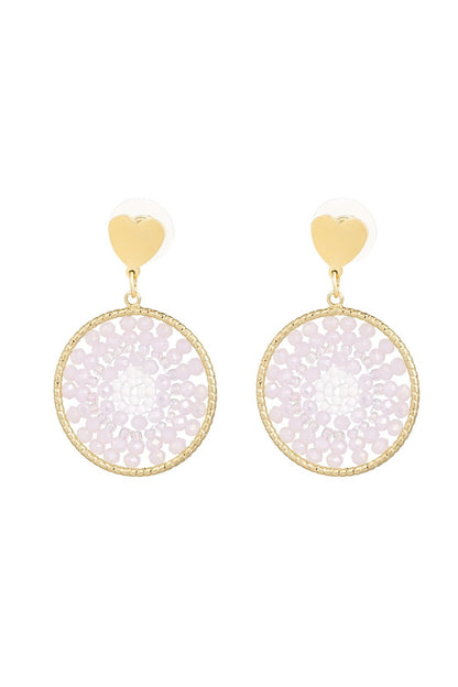 Mandala with heart oorbellen licht roze