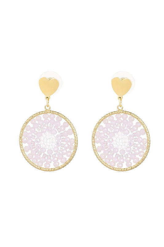 Mandala with heart oorbellen licht roze