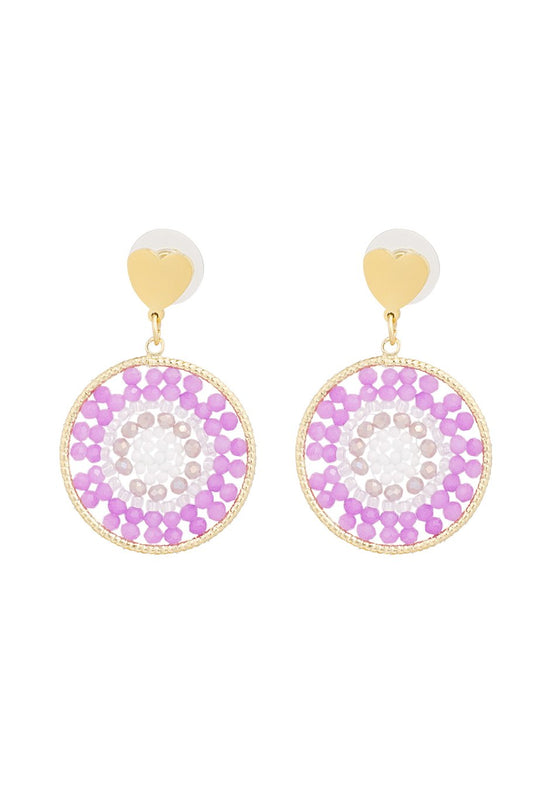 Mandala with heart oorbellen paars