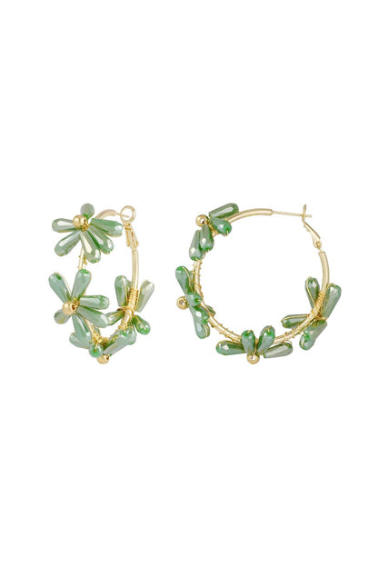 Flowering rings oorbellen groen