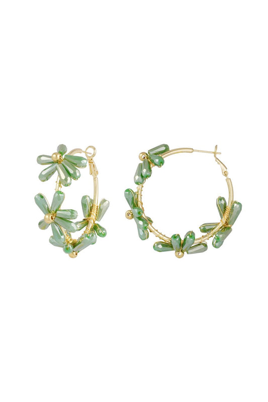Flowering rings oorbellen groen
