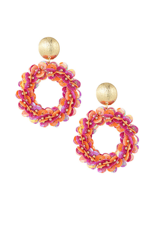 sequin spark oorbellen fuchsia