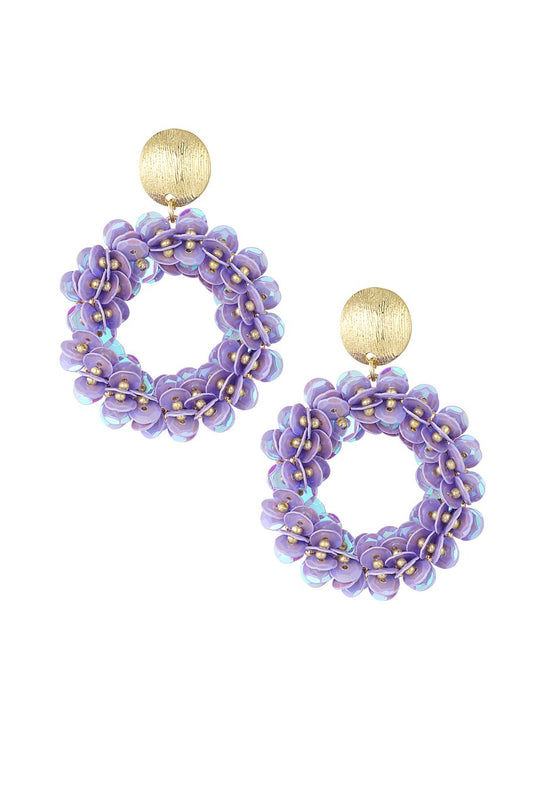 sequin spark oorbellen lila