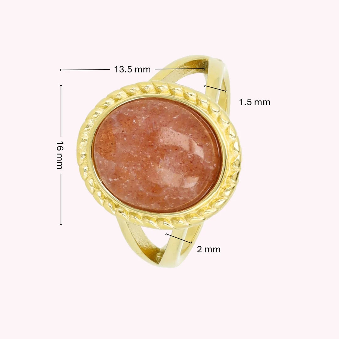 Vintage Ring met Edelsteen & Getwist Randje • Berry Quartz