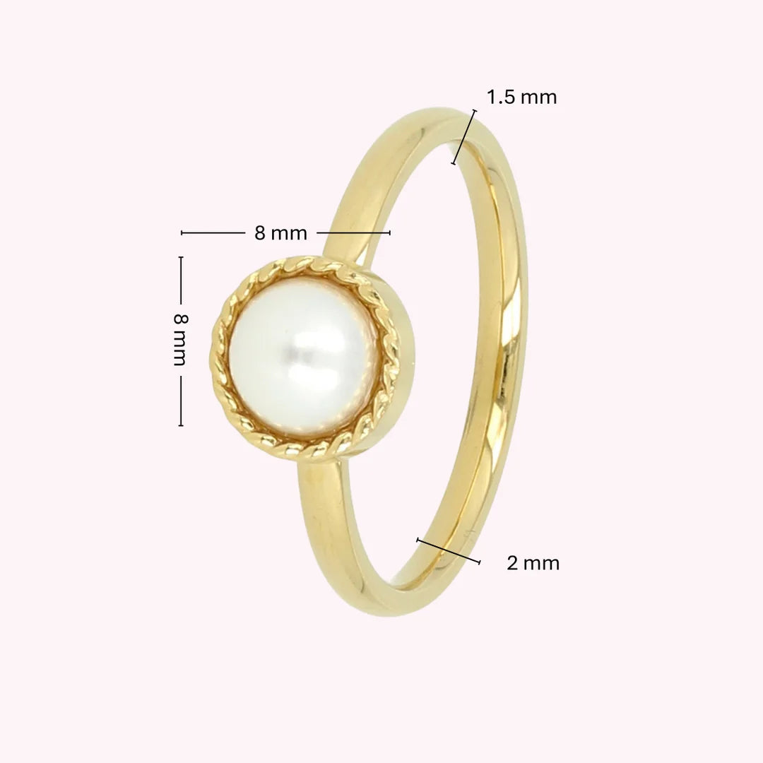 Gouden ring - witte parel - vintage rand