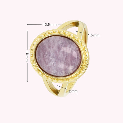 Vintage Ring met Edelsteen & Getwist Randje • Lilac Quartz