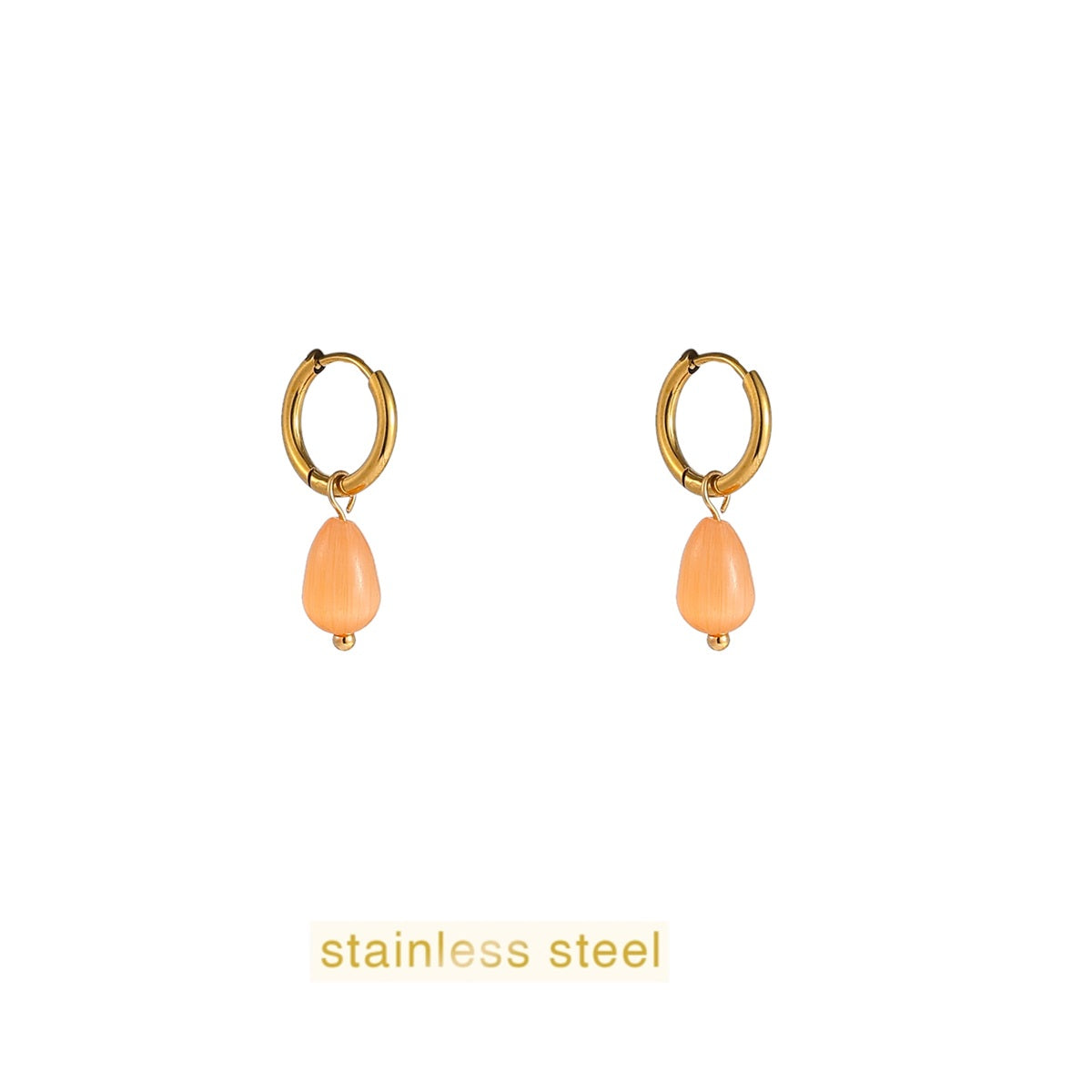 Day&Eve Drop Stone Hoop - Peach