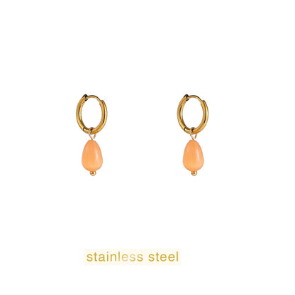 Day&Eve Drop Stone Hoop - Peach
