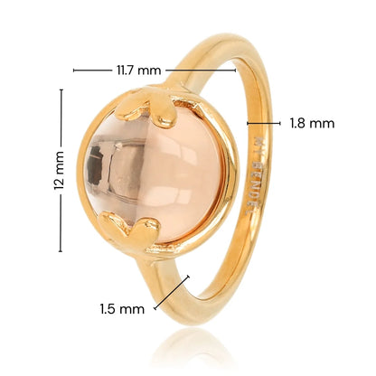 Ring met Hartjesdetail en Ronde Glassteen • Champagne