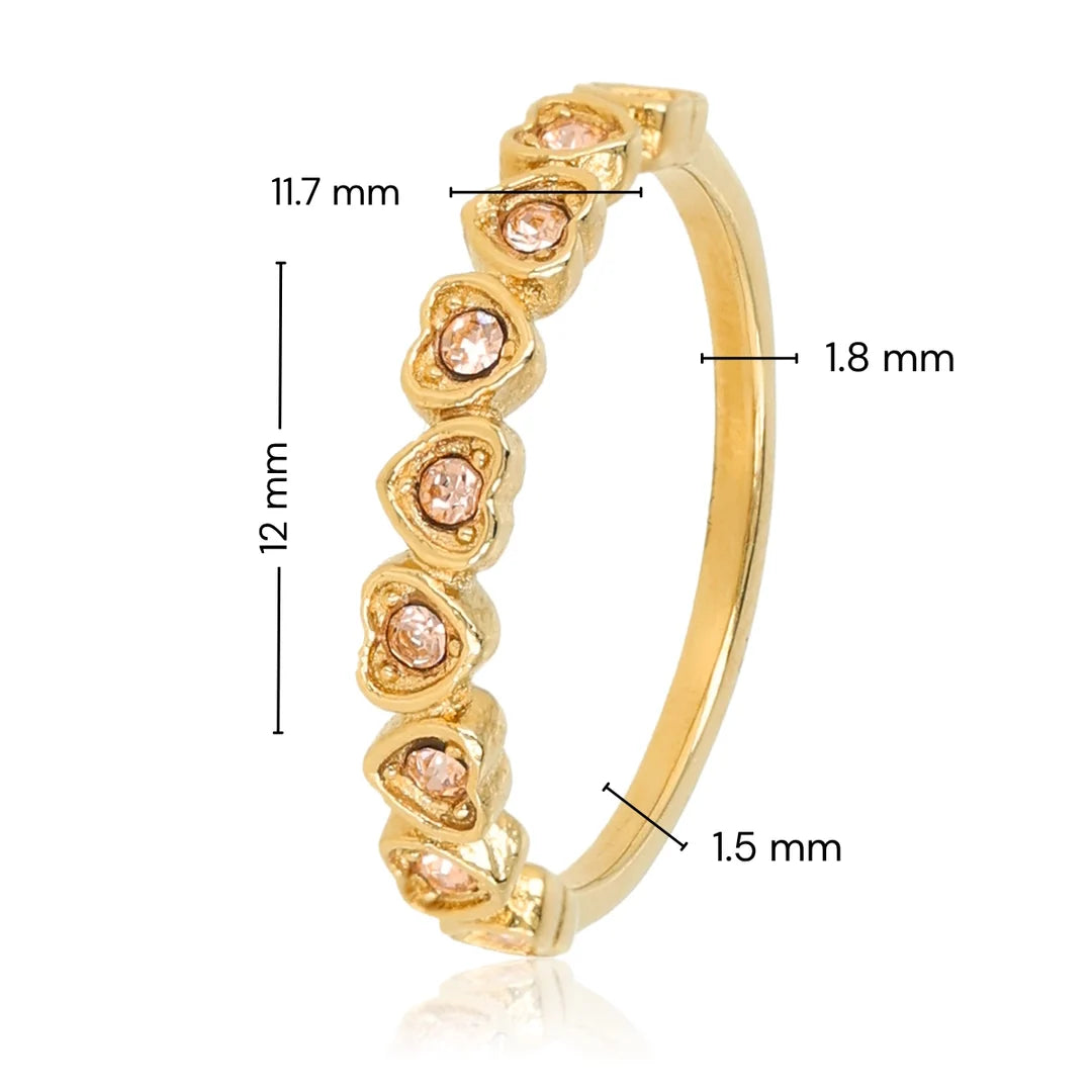 Hartjes Ring met Zirkonia Stenen • Champagne