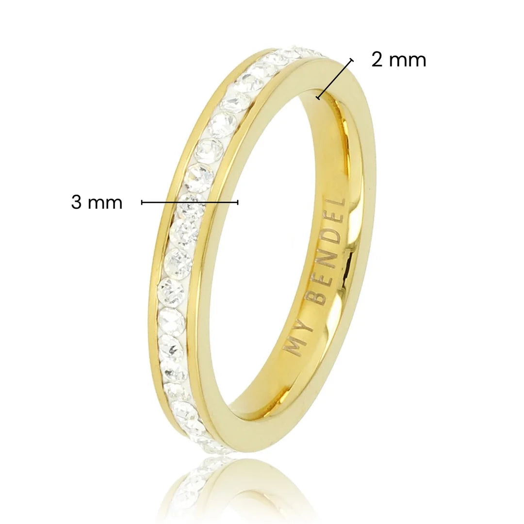 Ring met Zirkonia Steentjes • 3 mm • Goud