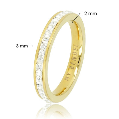 Ring met Zirkonia Steentjes • 3 mm • Goud