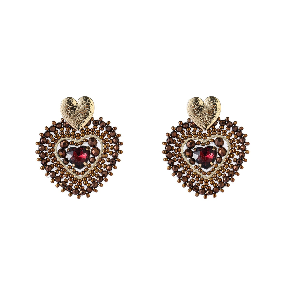 Day&Eve Flat Heart Dangle - Brown