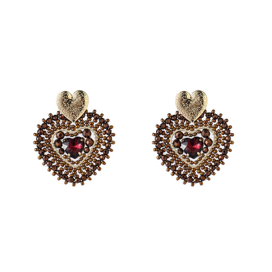 Day&Eve Flat Heart Dangle - Brown