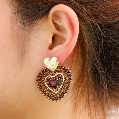 Day&Eve Flat Heart Dangle - Brown