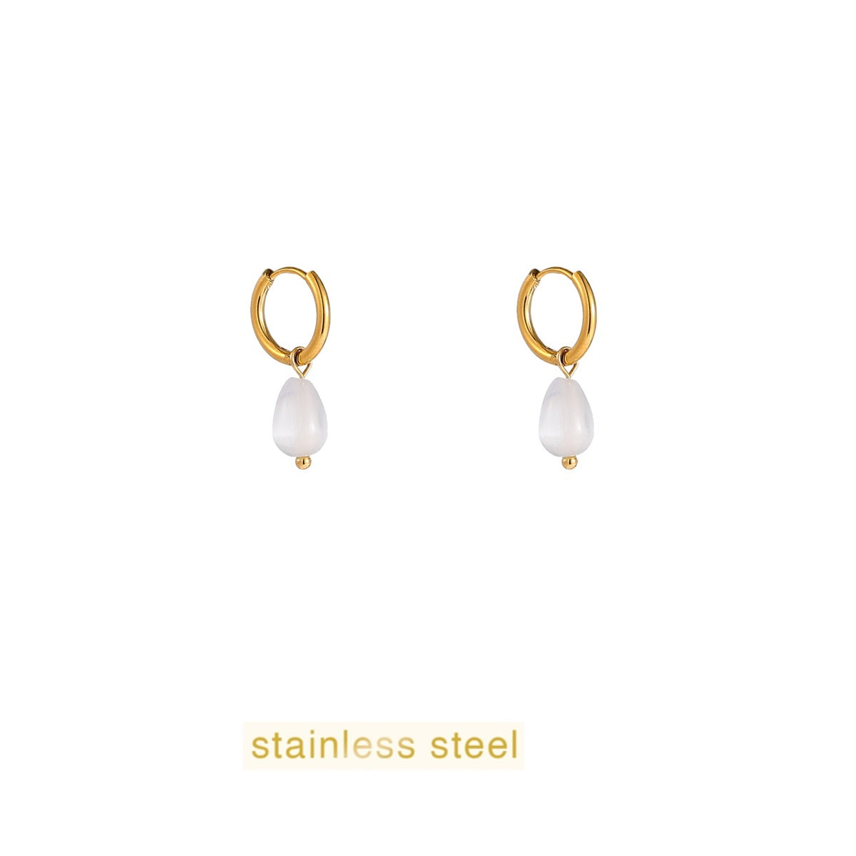 Day&Eve - Drop Stone Hoop - White