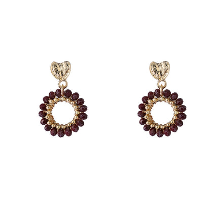 Day&Eve Heart Stud Round - Burgundy