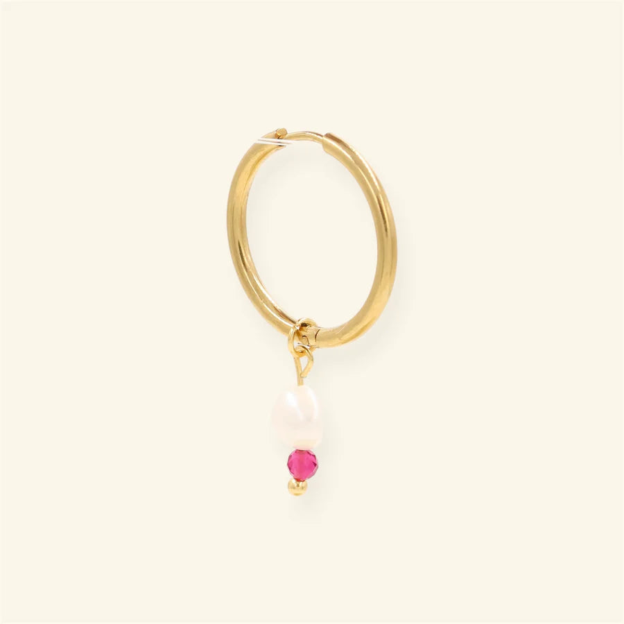 Pearl Facet oorbel - roze