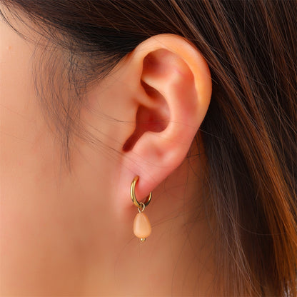 Day&Eve Drop Stone Hoop - Peach